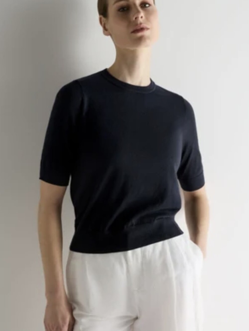 J. Crew Black Short-Sleeve Cashmere Crew Tee